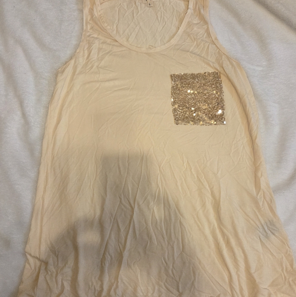 POL Cream Sleeveless Knit Tank